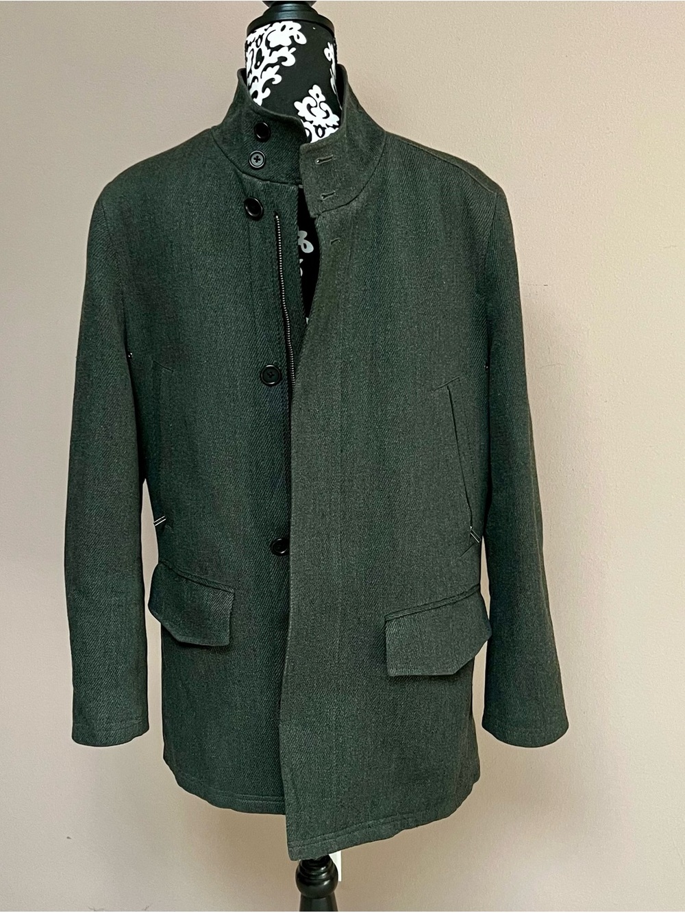 BLACK BROWN 1826 Men’s Wool Blend Field Coat Suede Trim Collar